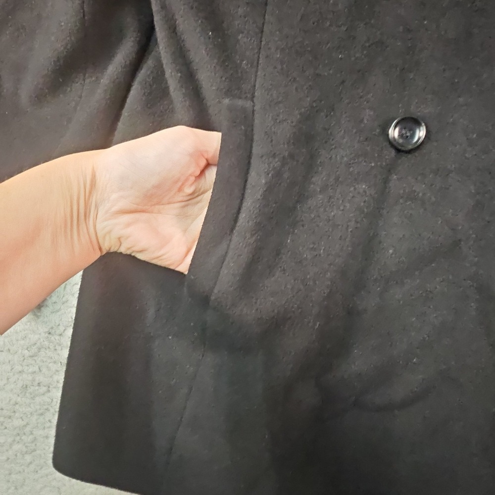 Albert Nipon Peacoat Womens 8 Black Double Breasted Wool Cashmere Blend USA - Picture 5 of 16